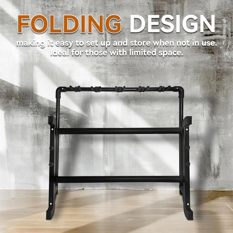 Azor 5 Multi Guitar Stand Rack with Wheels, Folding Design 5 Holder Multiple Guitar Rack for Acoustic Electric Guitar, Bass, Soft Cushioning Sponge Protects Your Instruments - Image 3